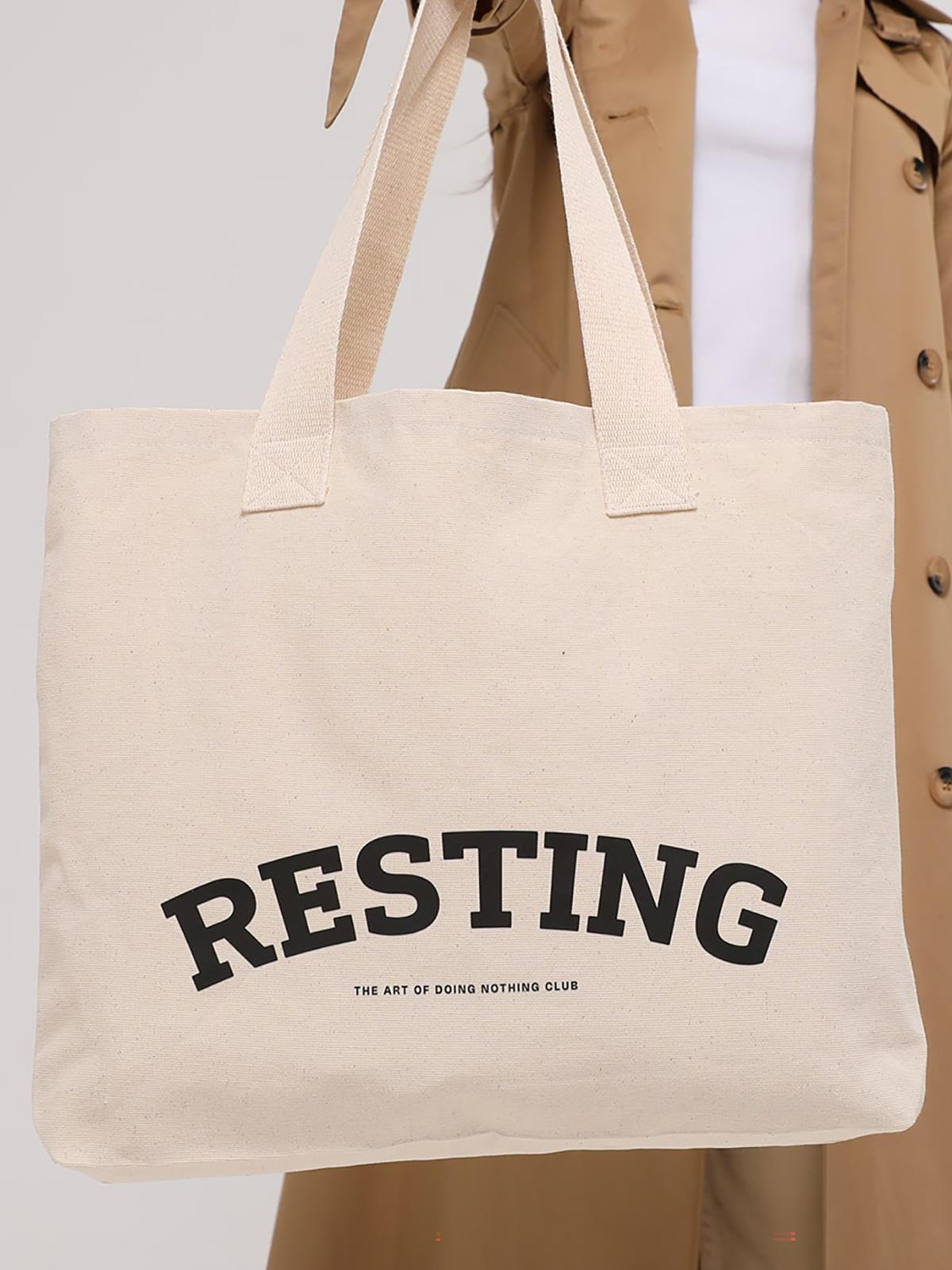Çınar Bez Çanta Bagg Resting Baskılı Yatay Kanvas Bez Çanta