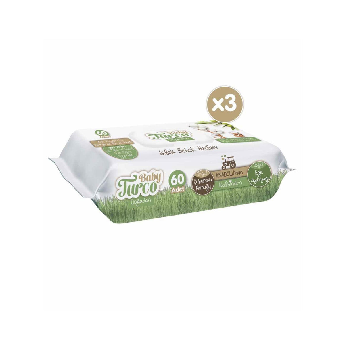 Baby Turco Doğadan Islak Havlu 3x60 Adet