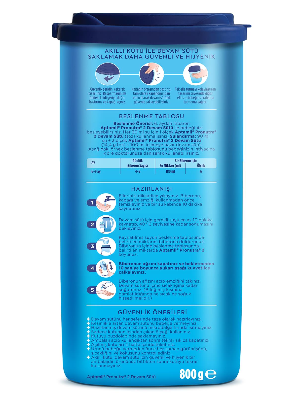 Aptamil 2 Devam Sütü 800 g 6-9 Ay Akıllı Kutu
