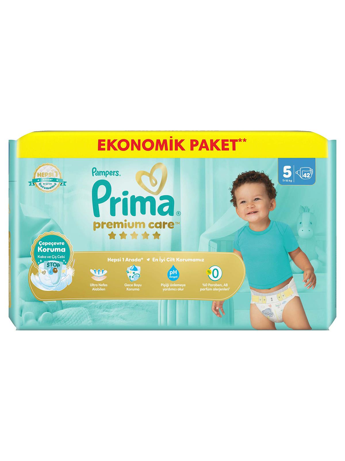 Prima Premium Care 5 Beden Bebek Bezi Ekonomik Paket 42 Adet 11-16 kg Junior