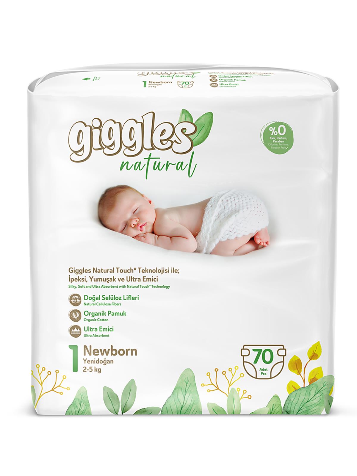 Giggles Natural Bebek Bezi Jumbo Paket Yenidoğan 70 Adet