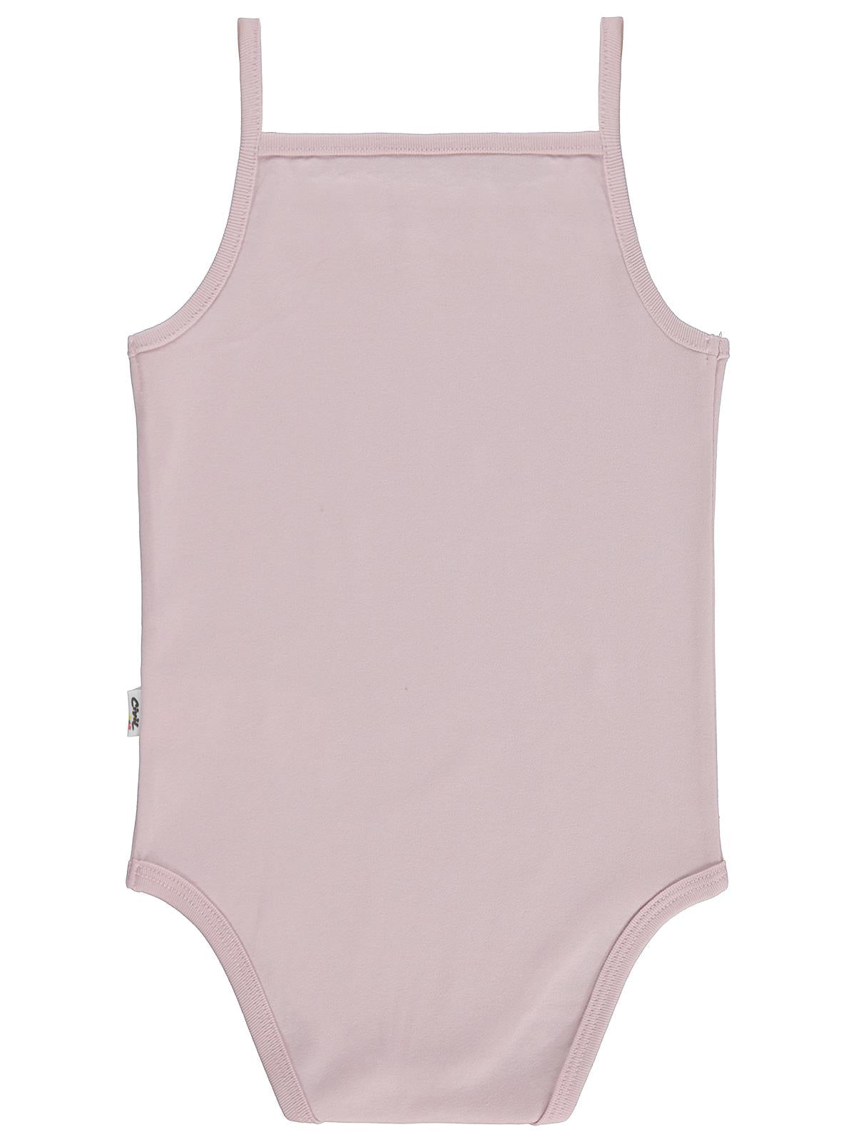 Civil Baby Penye İp Askılı Dantelli Kız Çıtçıtlı Badi - Pembe