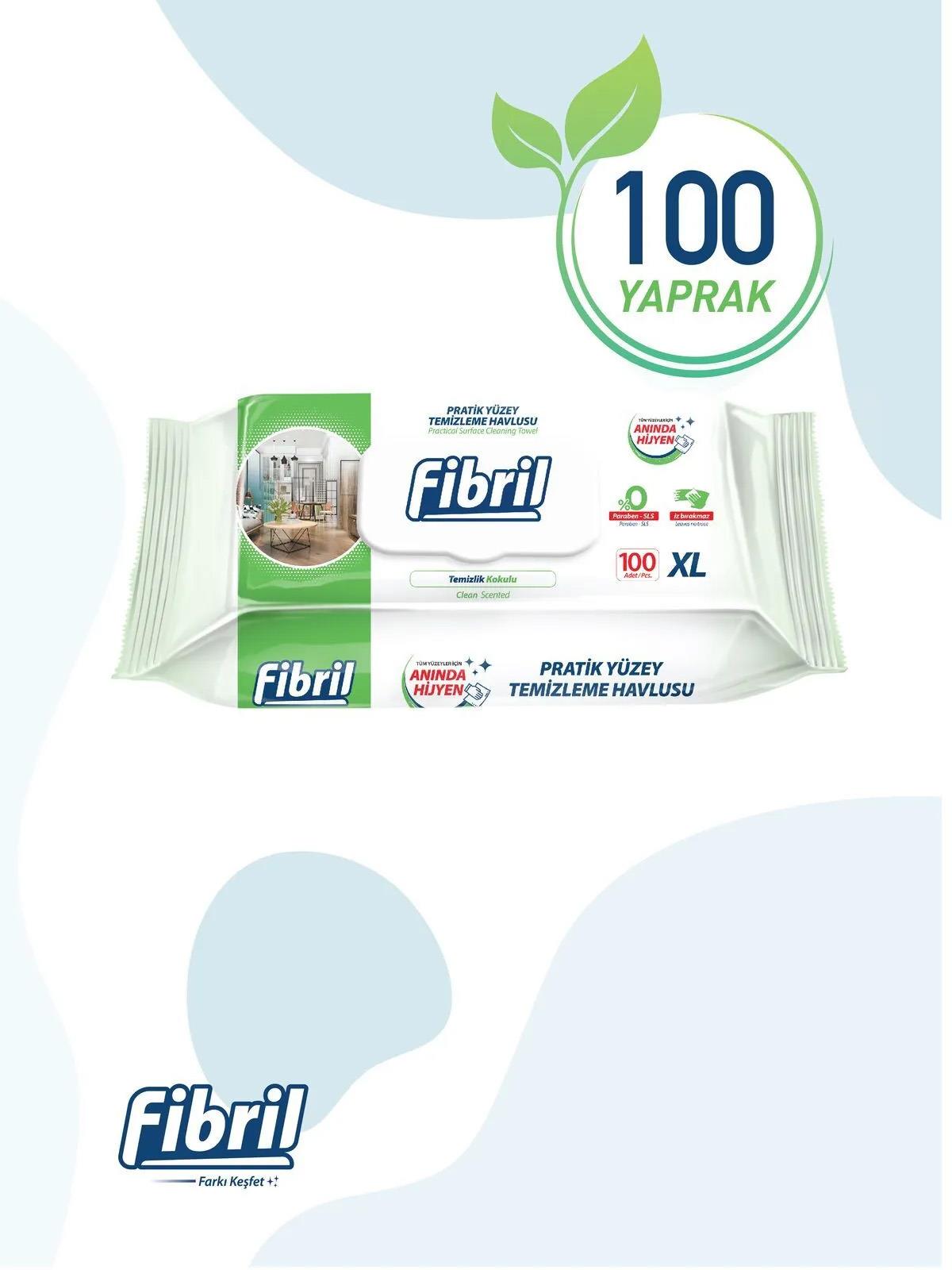 Fibril Pratik Yüzey Temizleme Havlusu Temizlik Kokulu 100'lü