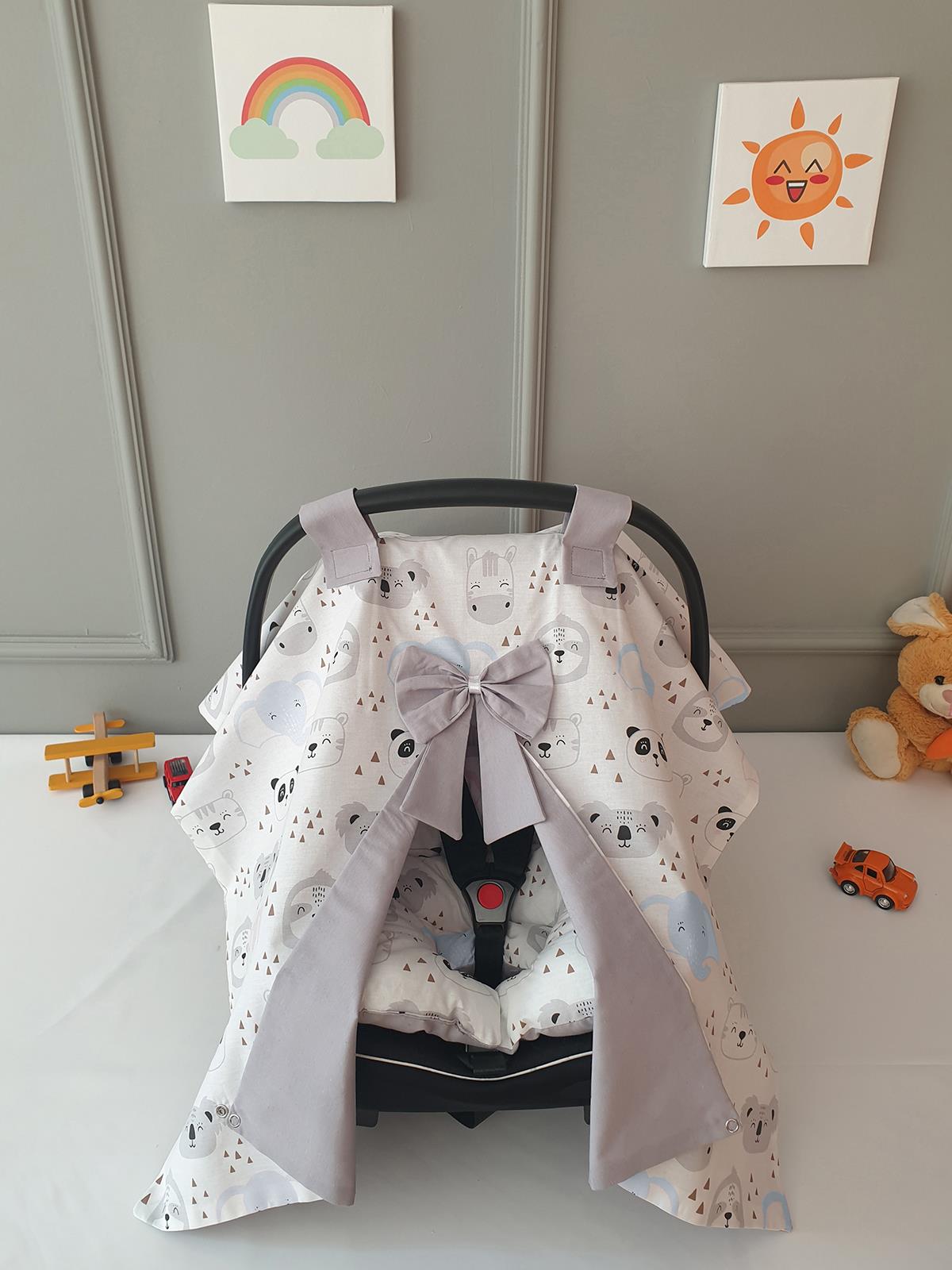 Yuar Baby Puset Örtüsü ve Puset Minderi 2'li Set - Gri