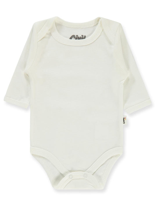 Civil Baby Düz Uzun Kol 1-3 Yaş Çıtçıtlı Badi - Beyaz