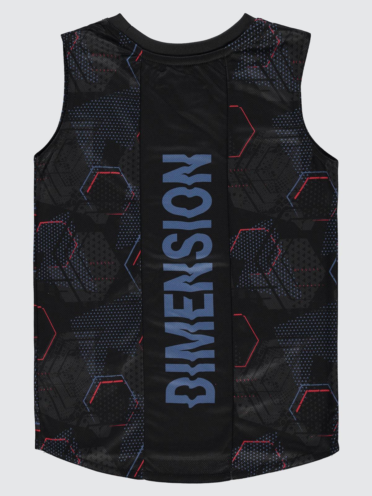 Civil Boys Geometrik Desen Empirme Sıfır Kol 6-9 Yaş Tişört - Siyah