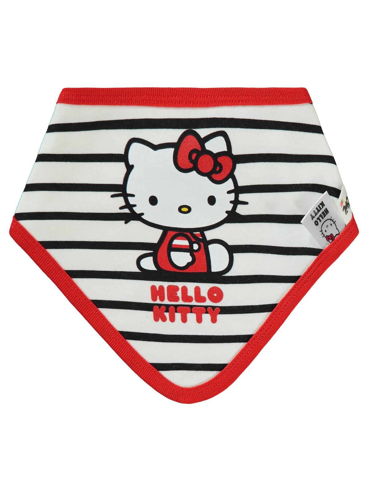 Hello Kitty Çizgi Desenli 0-24 Ay 2'Li Mama Önlüğü - Siyah