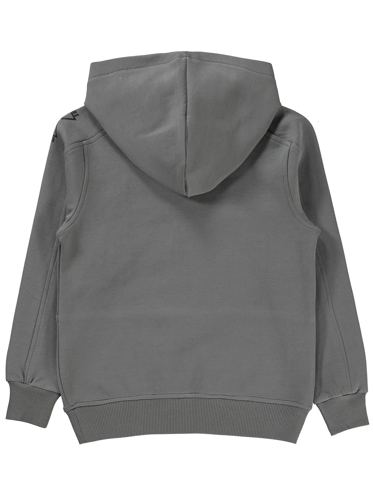Pierre Cardin Fermuar Cepli Sweatshirt | İnterlok Kapşonlu Baskılı | Okul Kreş ve Günlük Kullanım - Gri