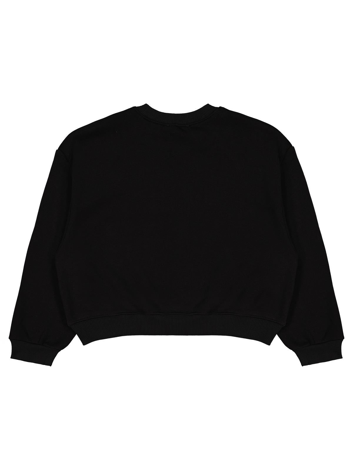 Civil Girls Kız Çocuk Düz Sweatshirt | 3 İp Uzun Kol Bisiklet Yaka | Okul Kreş ve Günlük Kullanım - Siyah