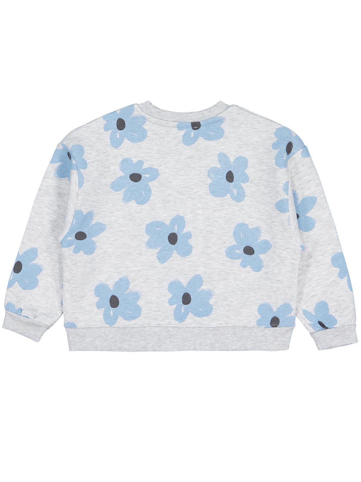 Civil Girls Kız Çocuk Çiçek Baskılı Sweatshirt | 3 İp Uzun Kol | Okul Kreş ve Günlük Kullanım - Gri