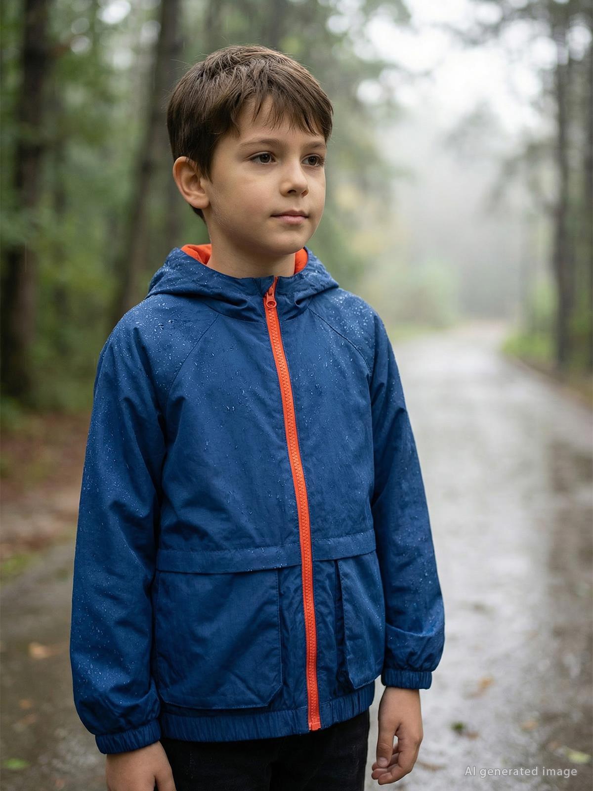 Civil Boys Ready Baskılı Torba Cepli 6-9 Yaş Yağmurluk - Yeşil