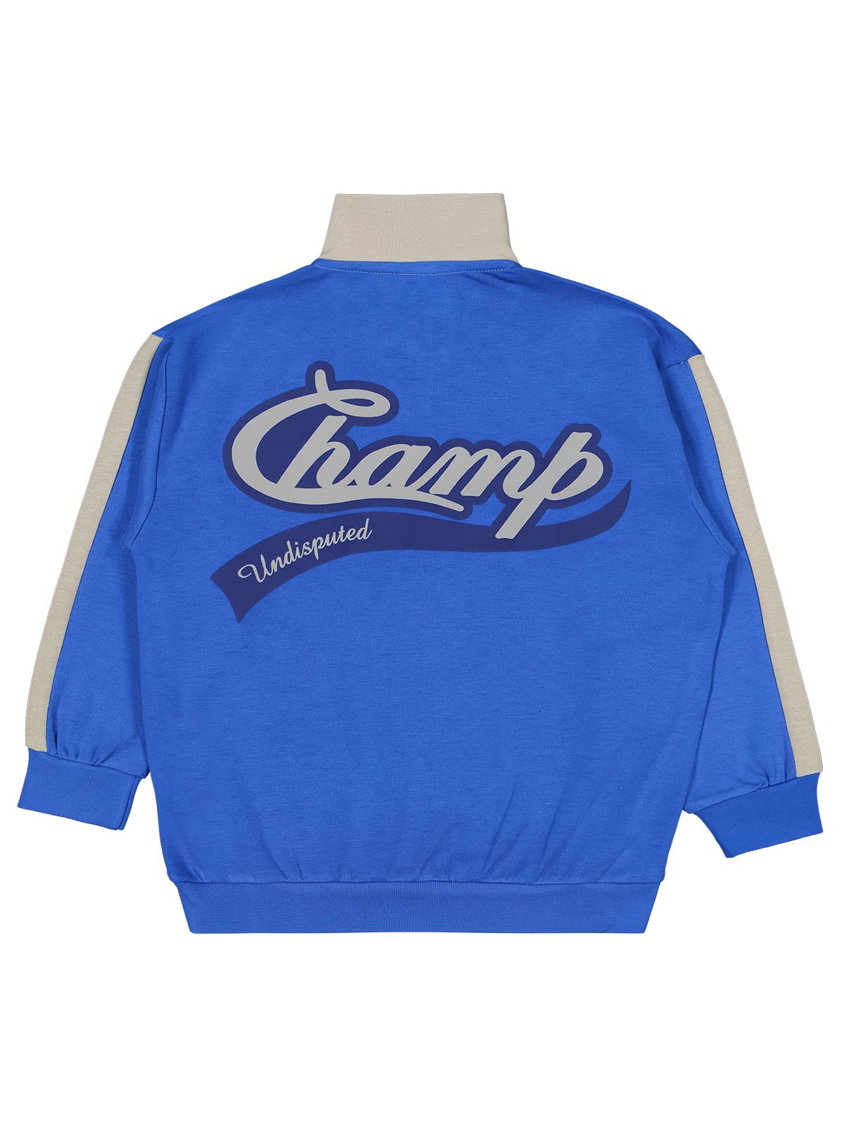 Civil Erkek Çocuk Champ Nakışl Sweatshirt | Çelik İnterlok Uzun Kol | Okul Kreş ve Günlük Kullanım - Mavi