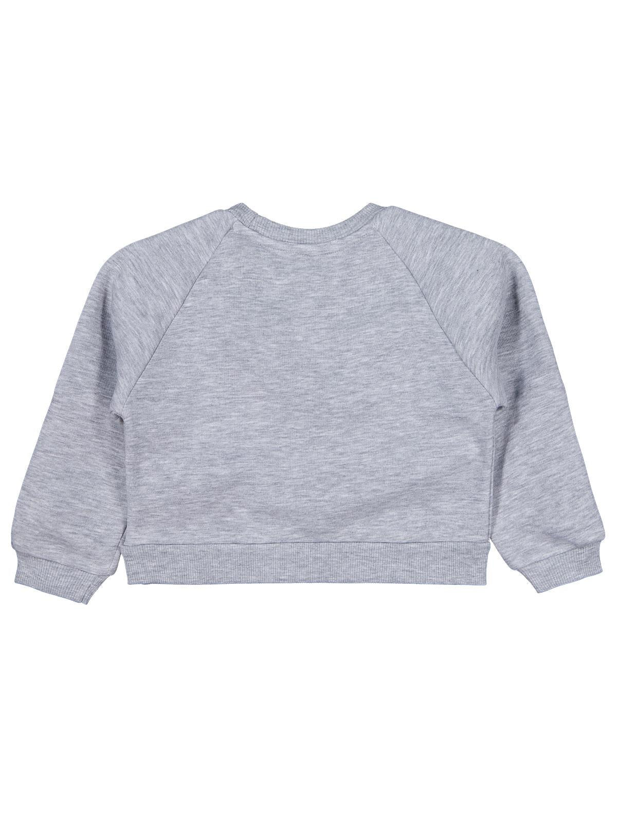 Civil Kız Çocuk Ponpon Aksesuarlı Sweatshirt | 3 İp Uzun Kol | Okul Kreş ve Günlük Kullanım - Gri