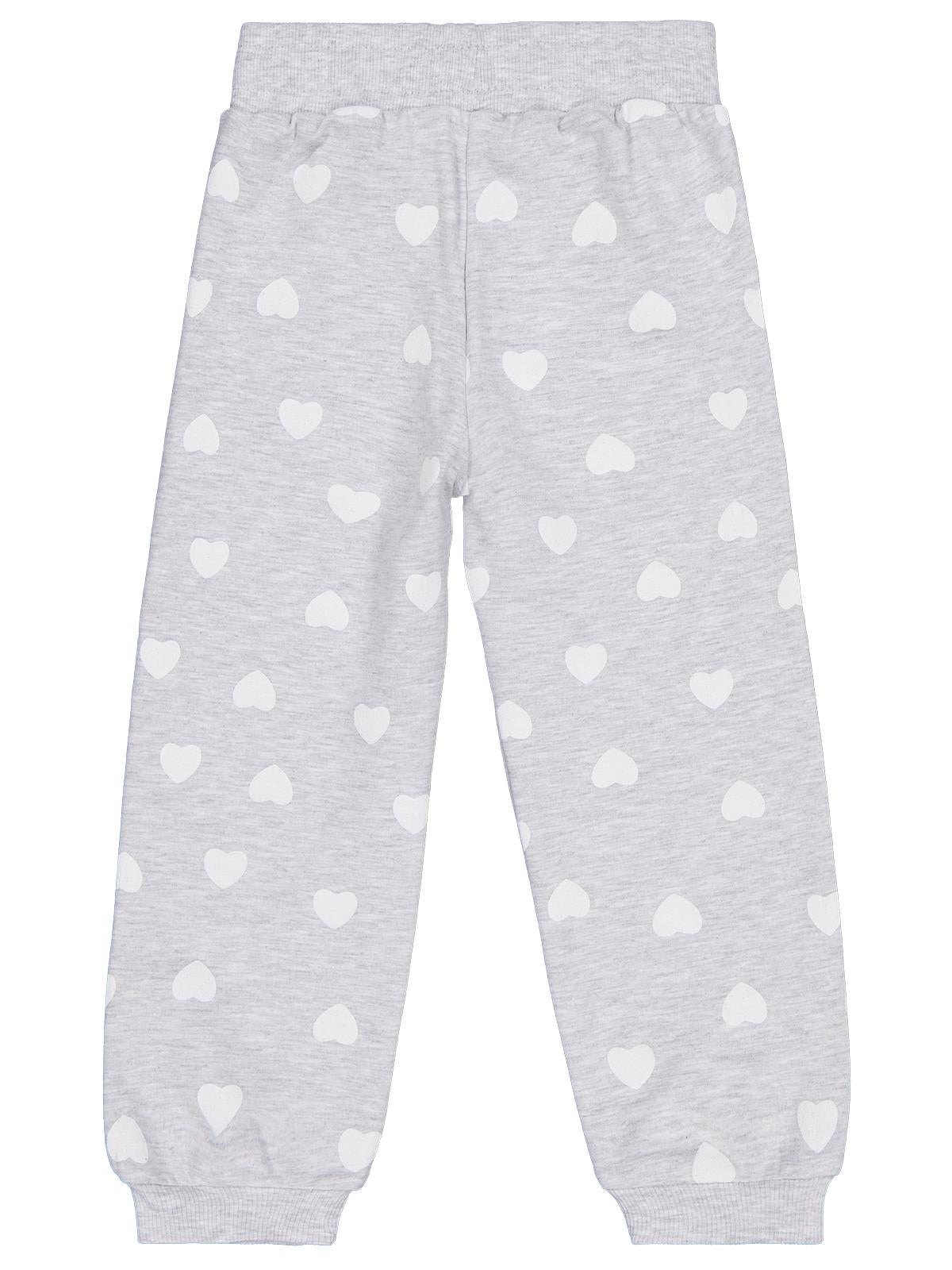 Civil Girls Kız Çocuk Kalp Baskılı Eşofman Altı | 2 İp Empirme | Okul Kreş ve Günlük Kullanım - Gri