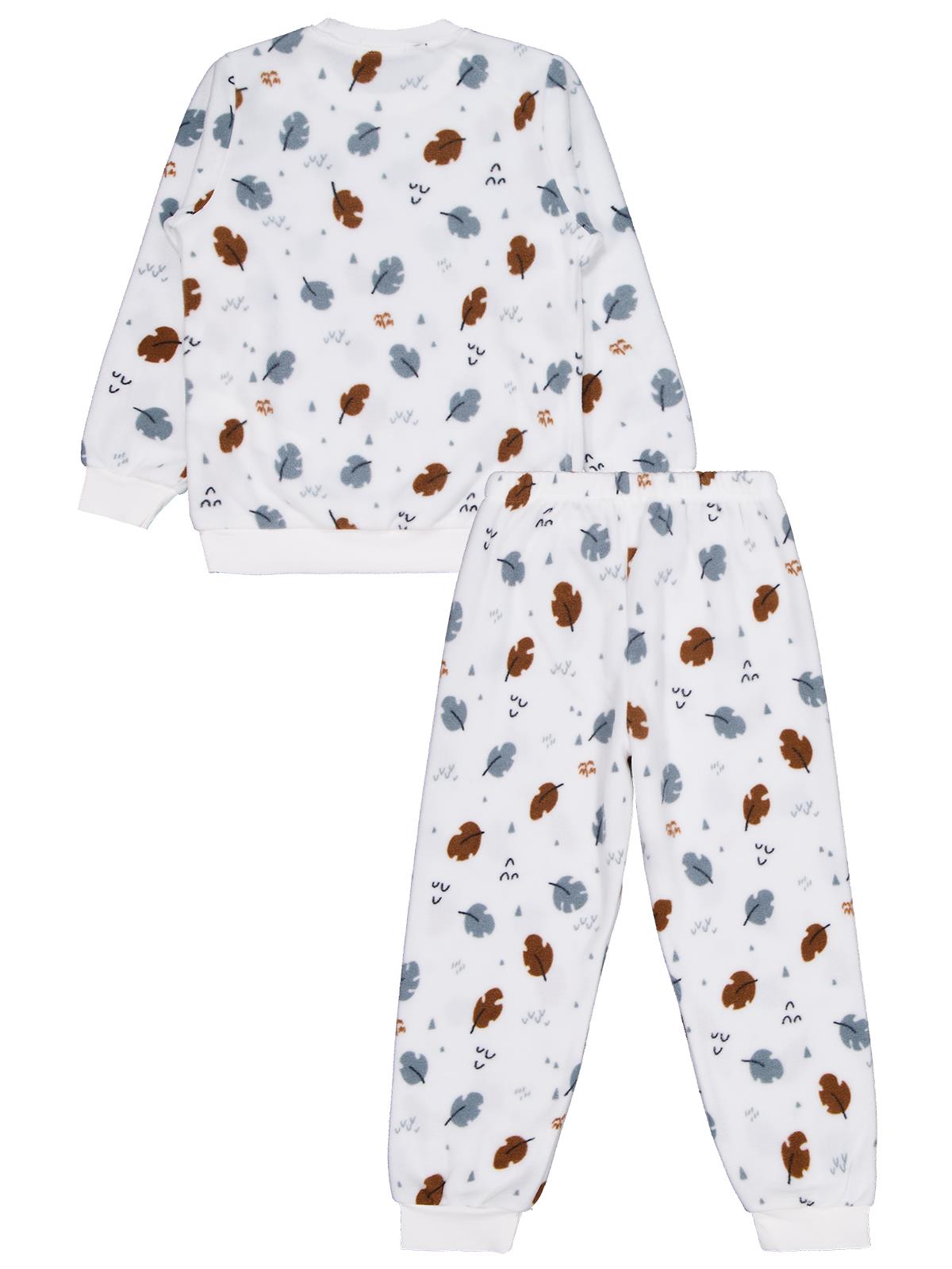 Civil Kız Çocuk Yaprak Desen Pijama Takımı | Polar-Polar Uzun Kol | Okul Kreş ve Günlük Kullanım - Ekru