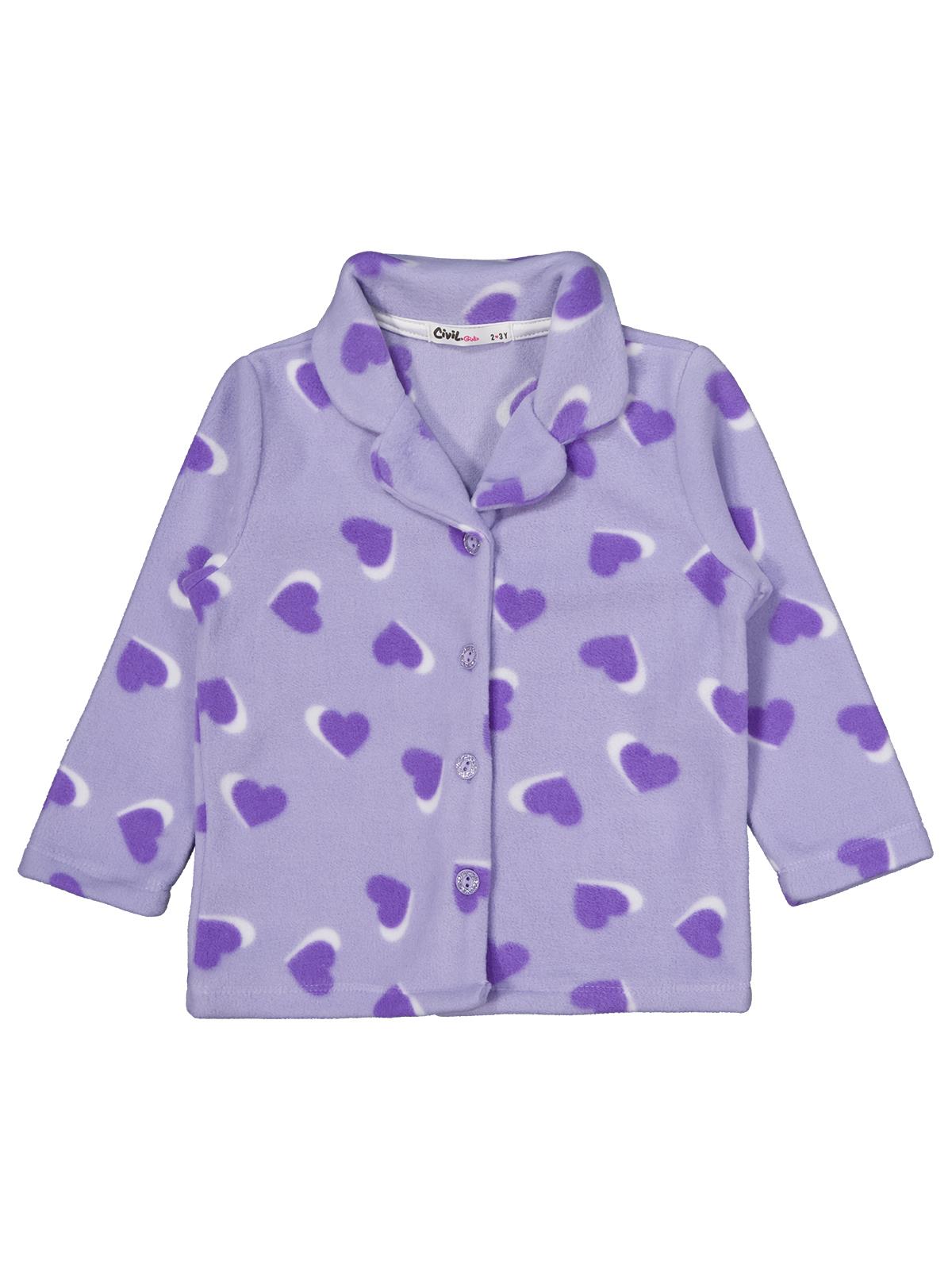 Civil Girls Kalp Desenli 2-5 Yaş Pijama Takımı - Lila