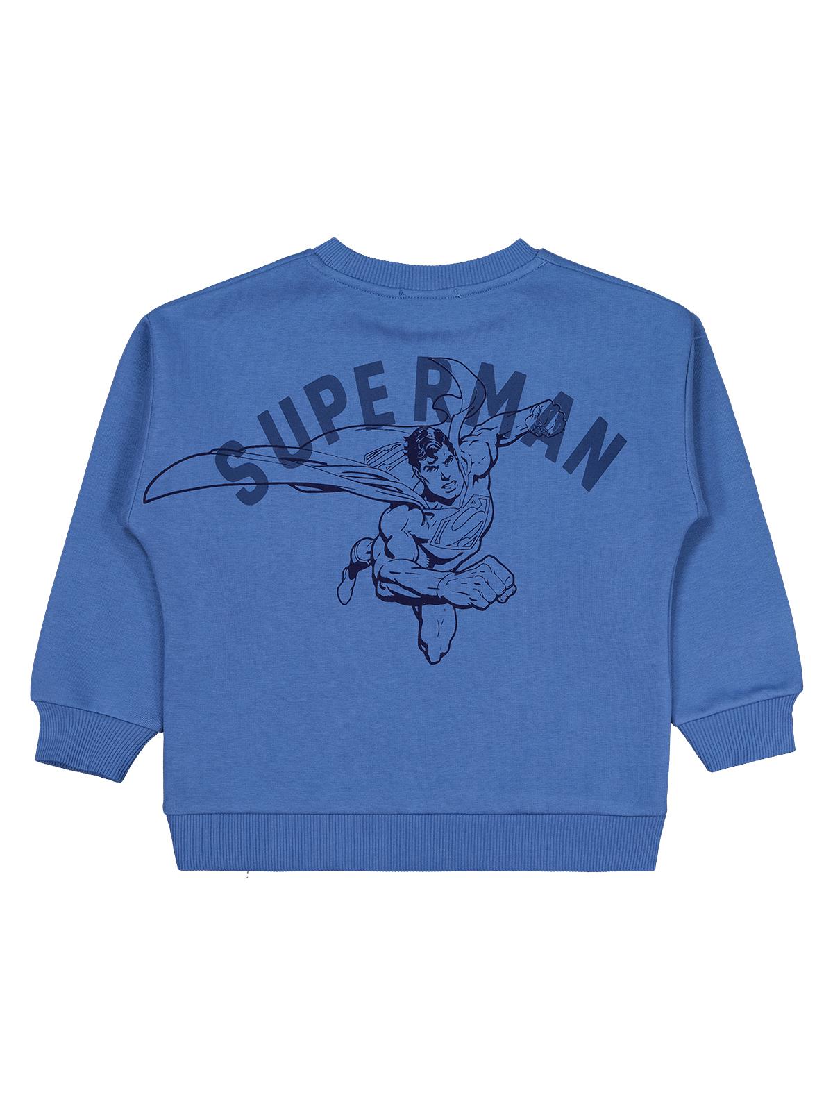 Superman Logo Baskılı 6-9 Yaş Sweatshirt - Mavi
