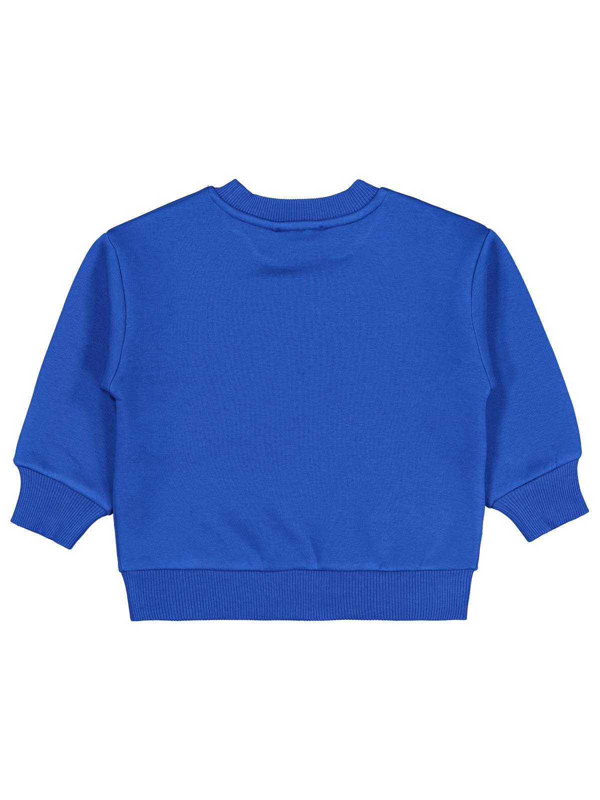 Civil Erkek Çocuk Monster Basklı Sweatshirt | 3 İp Uzun Kol | Okul Kreş ve Günlük Kullanım - Mavi