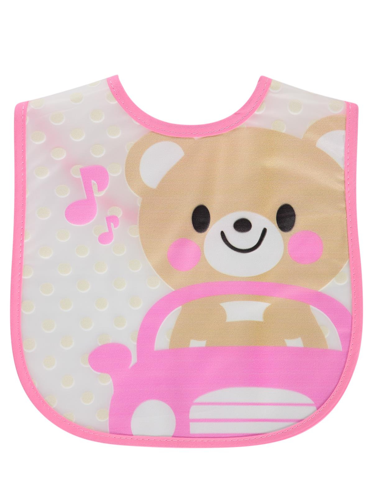 Civil Baby Tatlı Ayı Baskılı Mama Önlüğü - Pembe