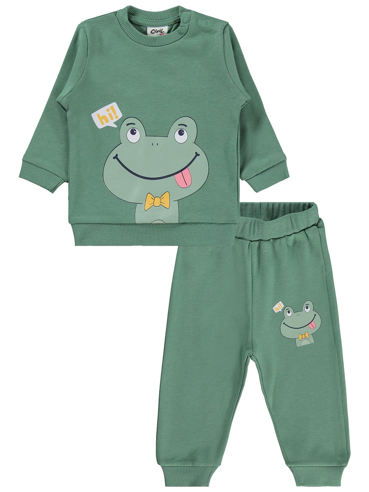 Civil Baby Erkek Bebek Kurbağa Baskılı 6-18 Ay Takım - Sarı