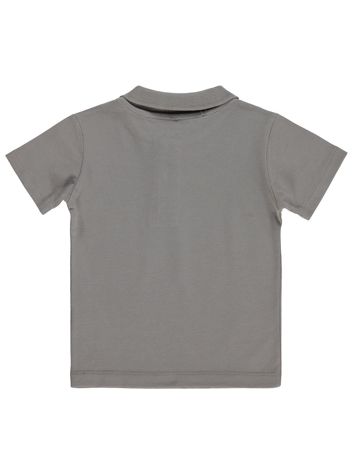 Civil Boys Erkek Çocuk Palmiye Nakışlı Polo Yaka 2-5 Yaş Tişört - Gri