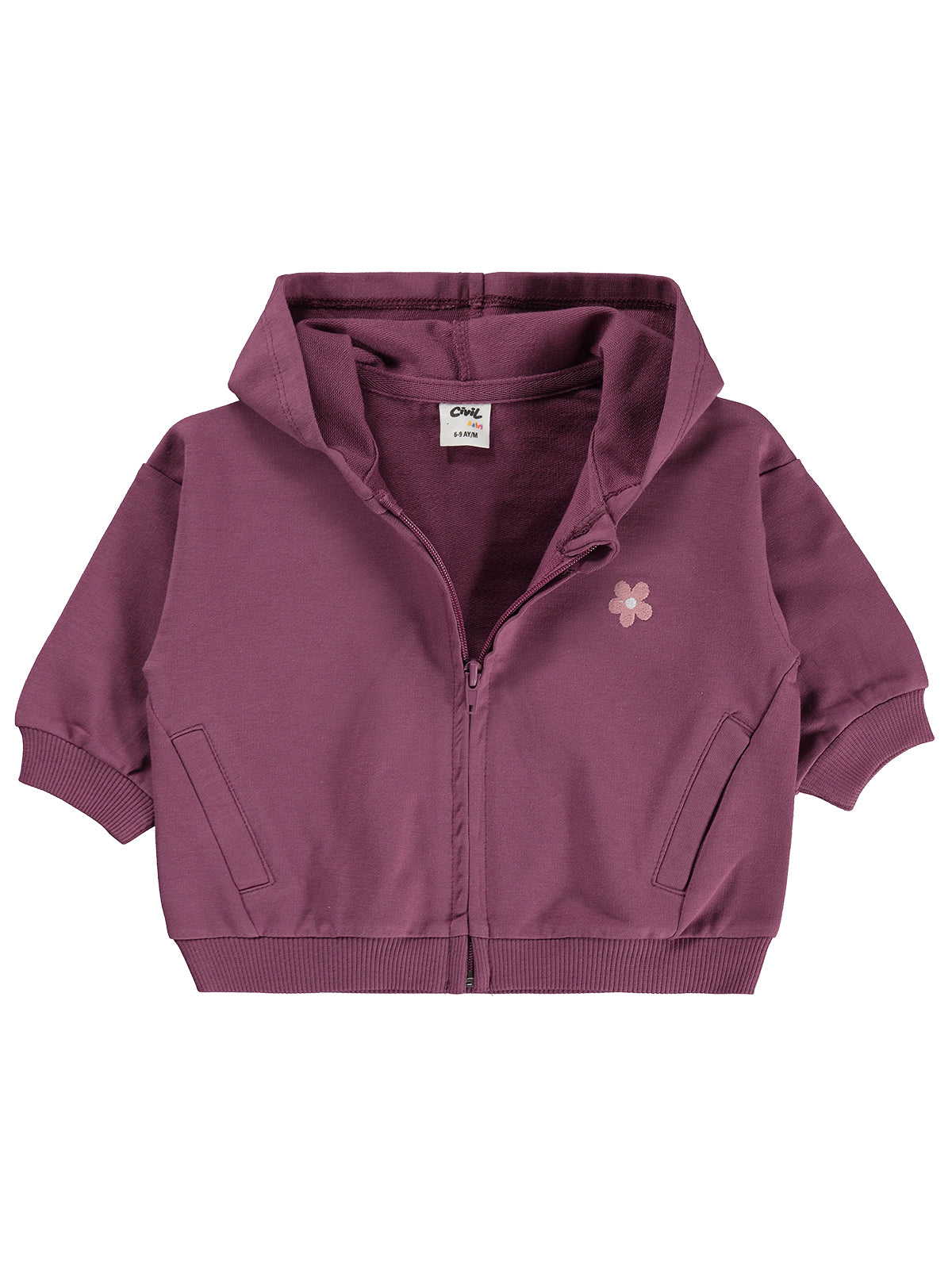 Civil Baby Çiçek Nakışlı Basic 6-18 Ay Hırka - Lila