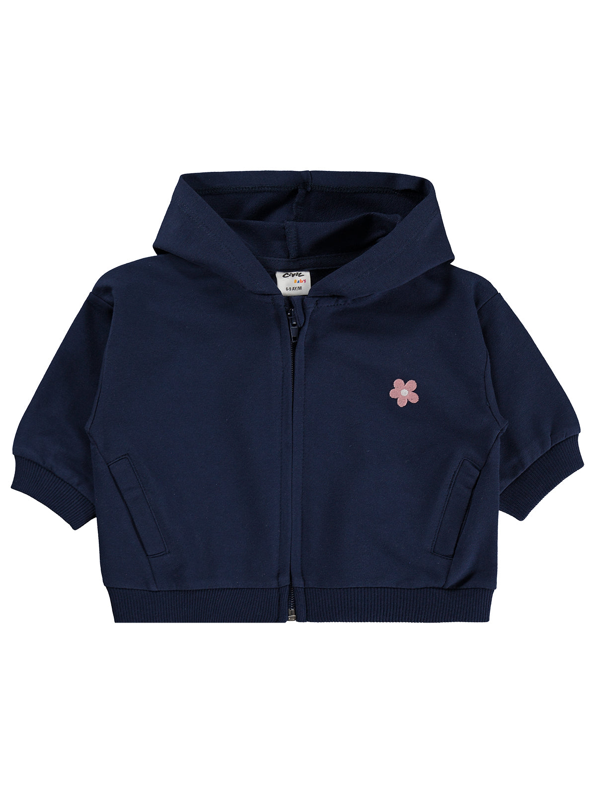 Civil Baby Çiçek Nakışlı Basic 6-18 Ay Hırka - Lacivert