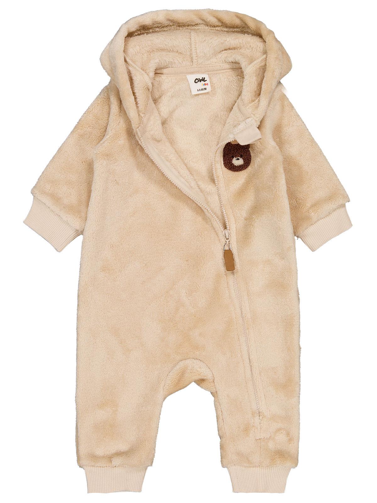 Civil Baby Ayıcık Nakışlı 6-18 Ay Tulum - Bej