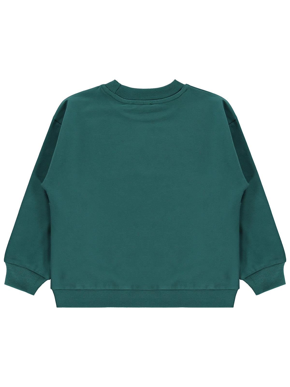 Civil Boys Erkek Çocuk Basic Sweatshirt | Fırçalı 2 İp Uzun Kol | Okul Kreş ve Günlük Kullanım - Yeşil