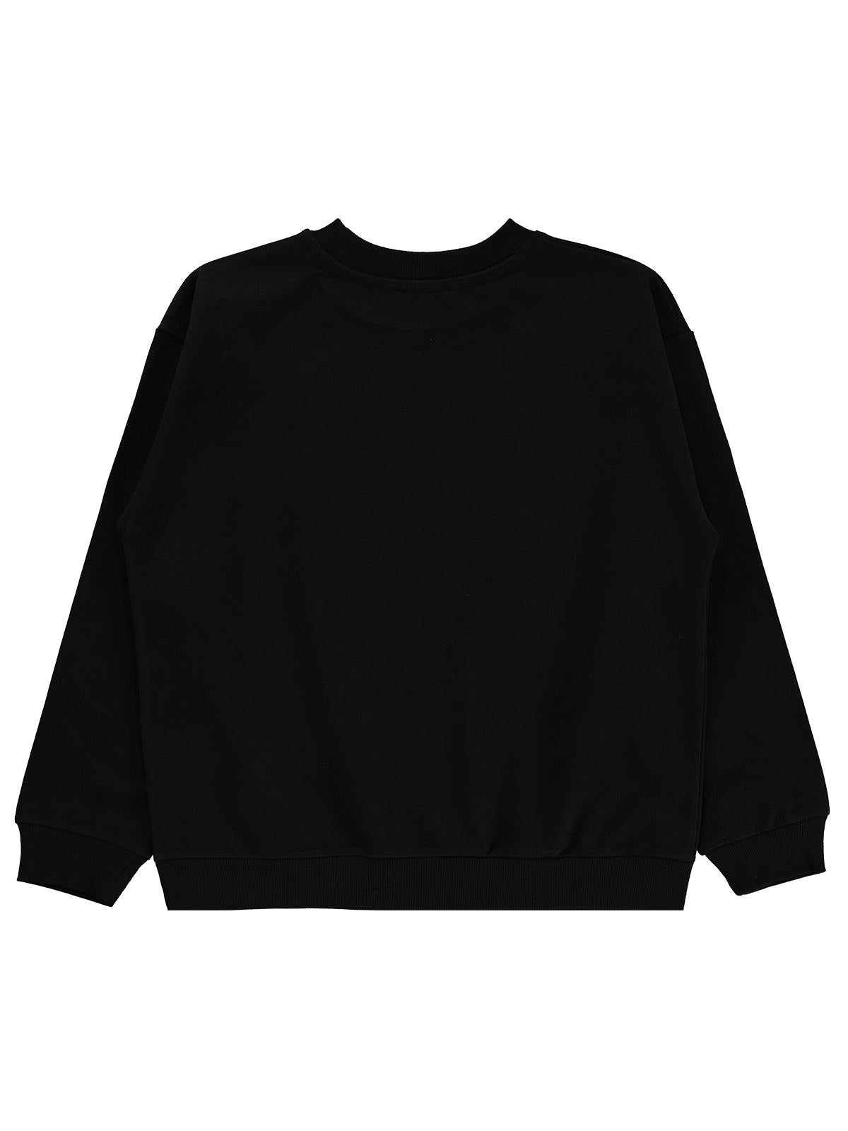Civil Erkek Çocuk Basic Sweatshirt | Fırçalı 2 İp Uzun Kol | Okul Kreş ve Günlük Kullanım - Siyah