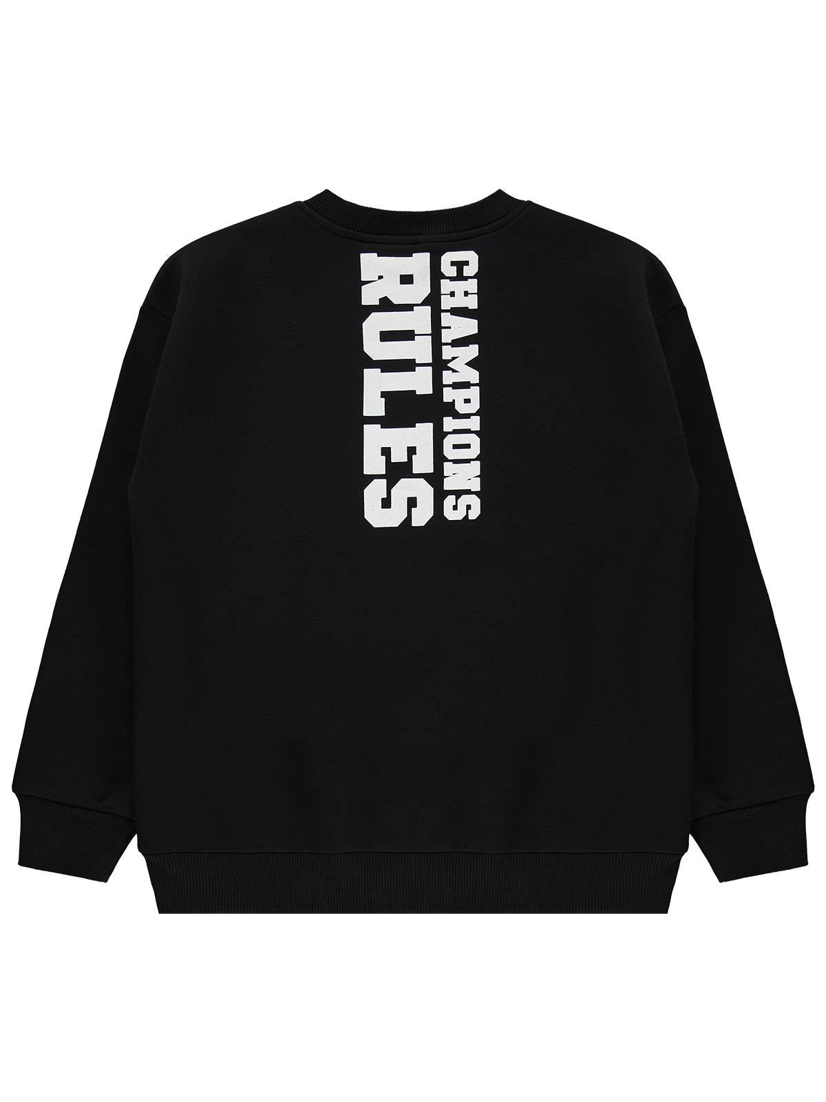 Civil Erkek Çocuk Varsıty League Baskılı Sweatshirt | 3 İp Uzun Kol | Okul Kreş ve Günlük Kullanım - Siyah