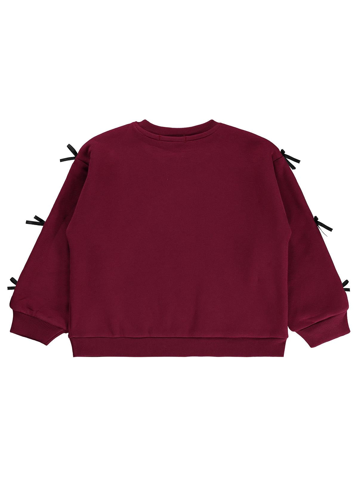 Civil Girls Stay Beautiful Baskılı 6-9 Yaş Sweatshirt - Bordo