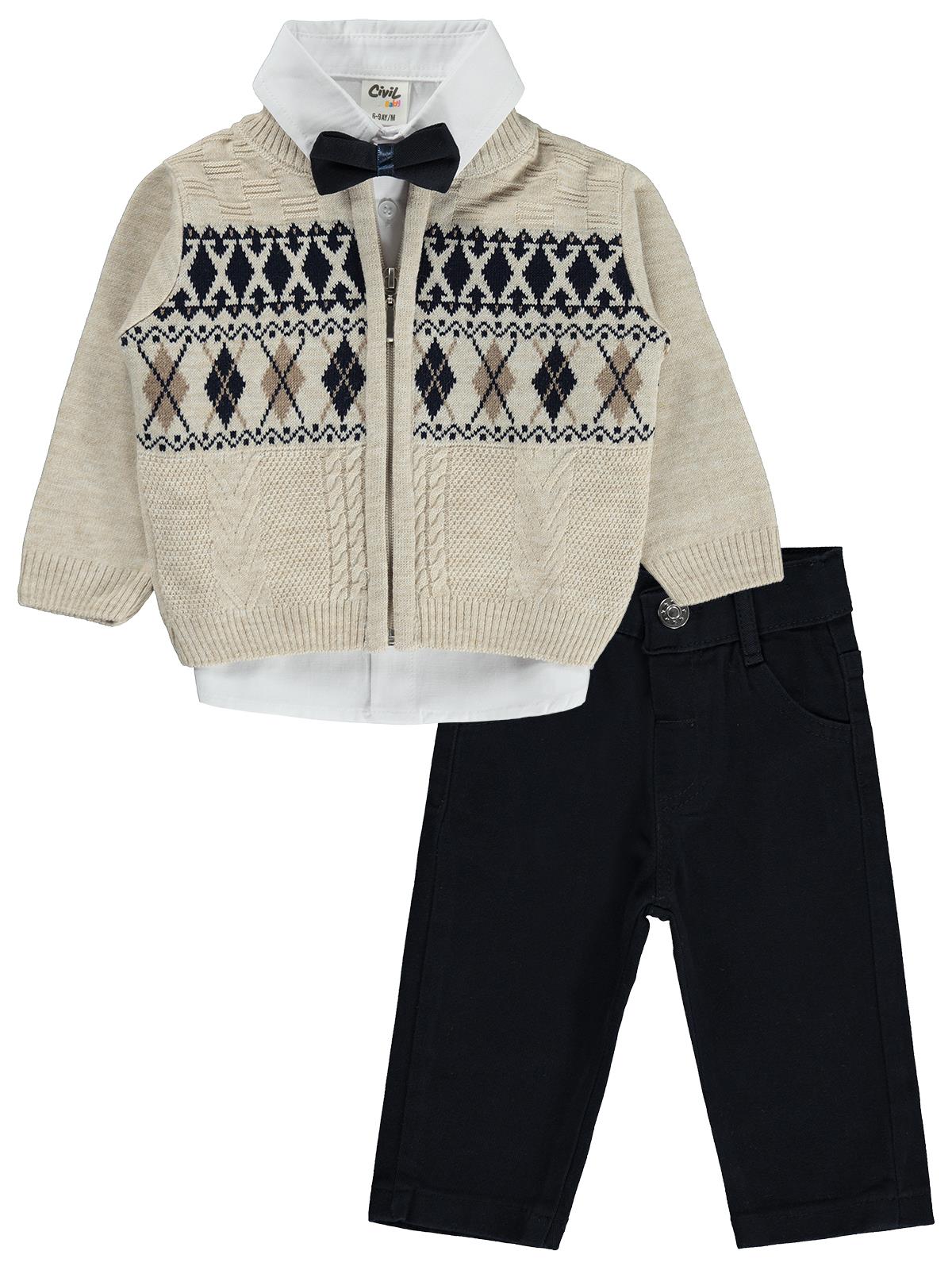 Civil Baby Desenli 6-18 Ay Takım - Bej