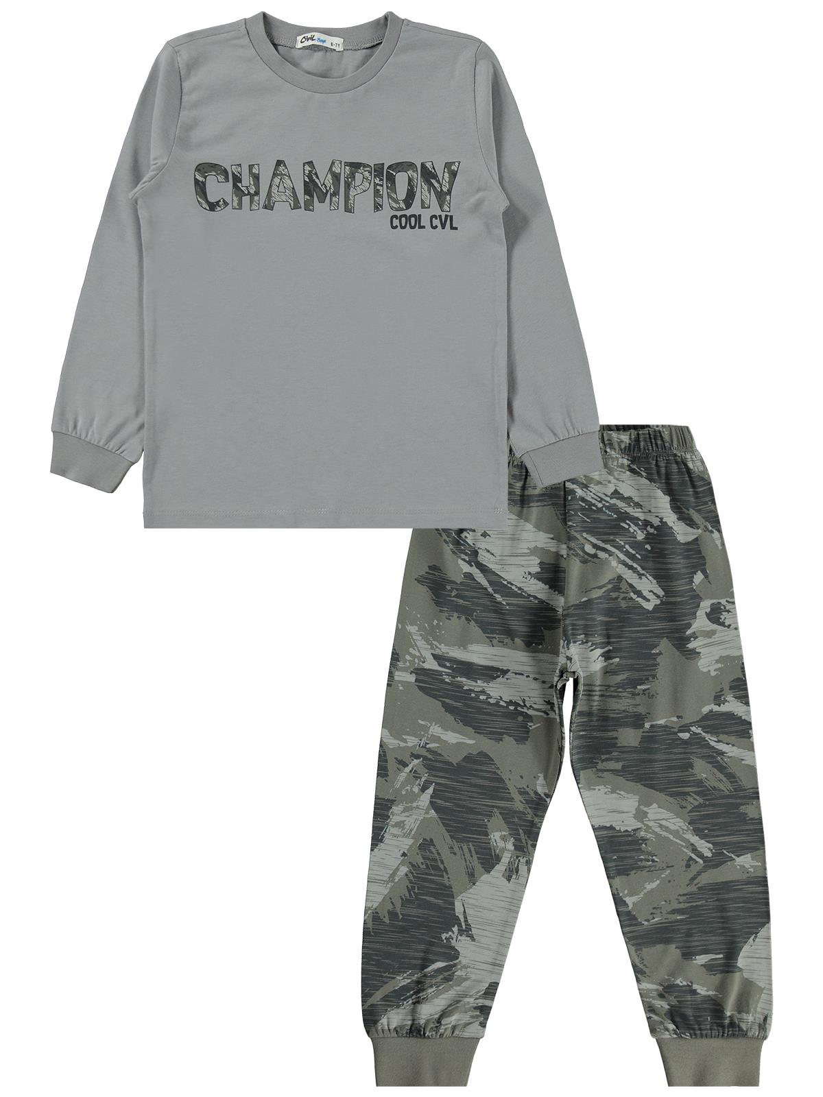 Civil Boys Champion Baskılı 6-9 Yaş Pijama Takımı - Gri