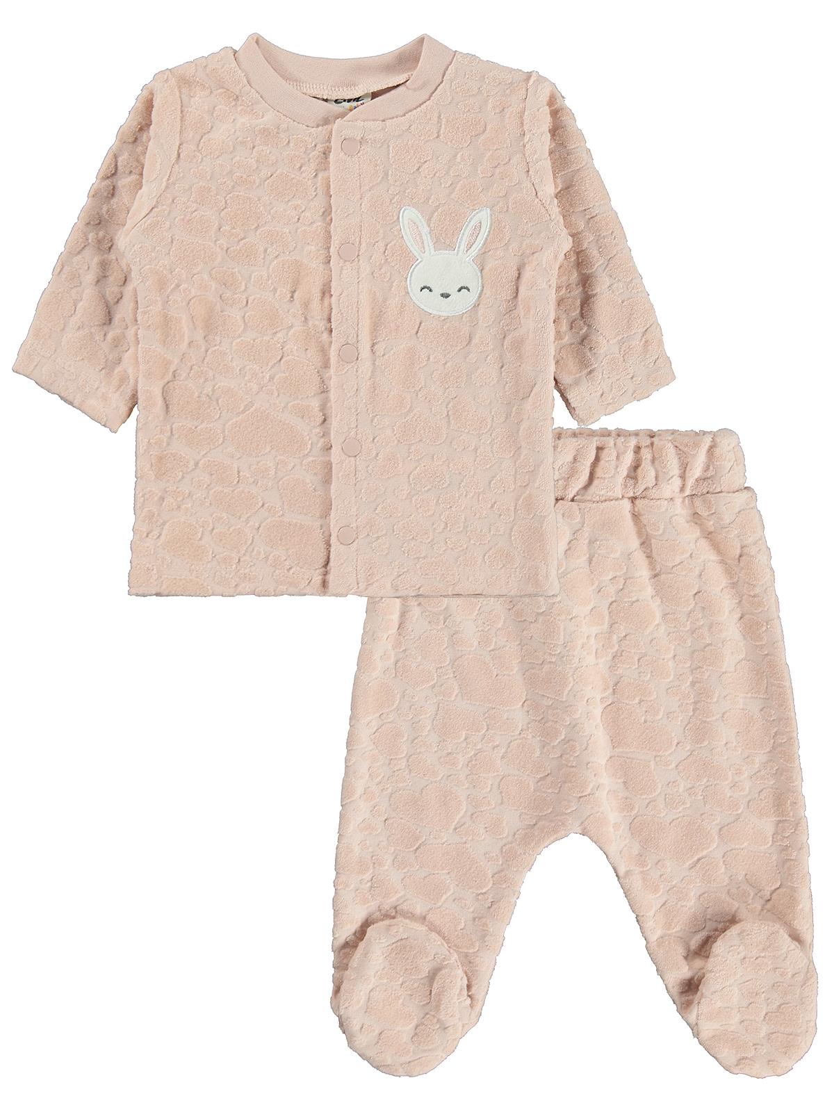 Civil Baby Tavşan Nakışlı 1-9 Ay Pijama Takımı - Pudra