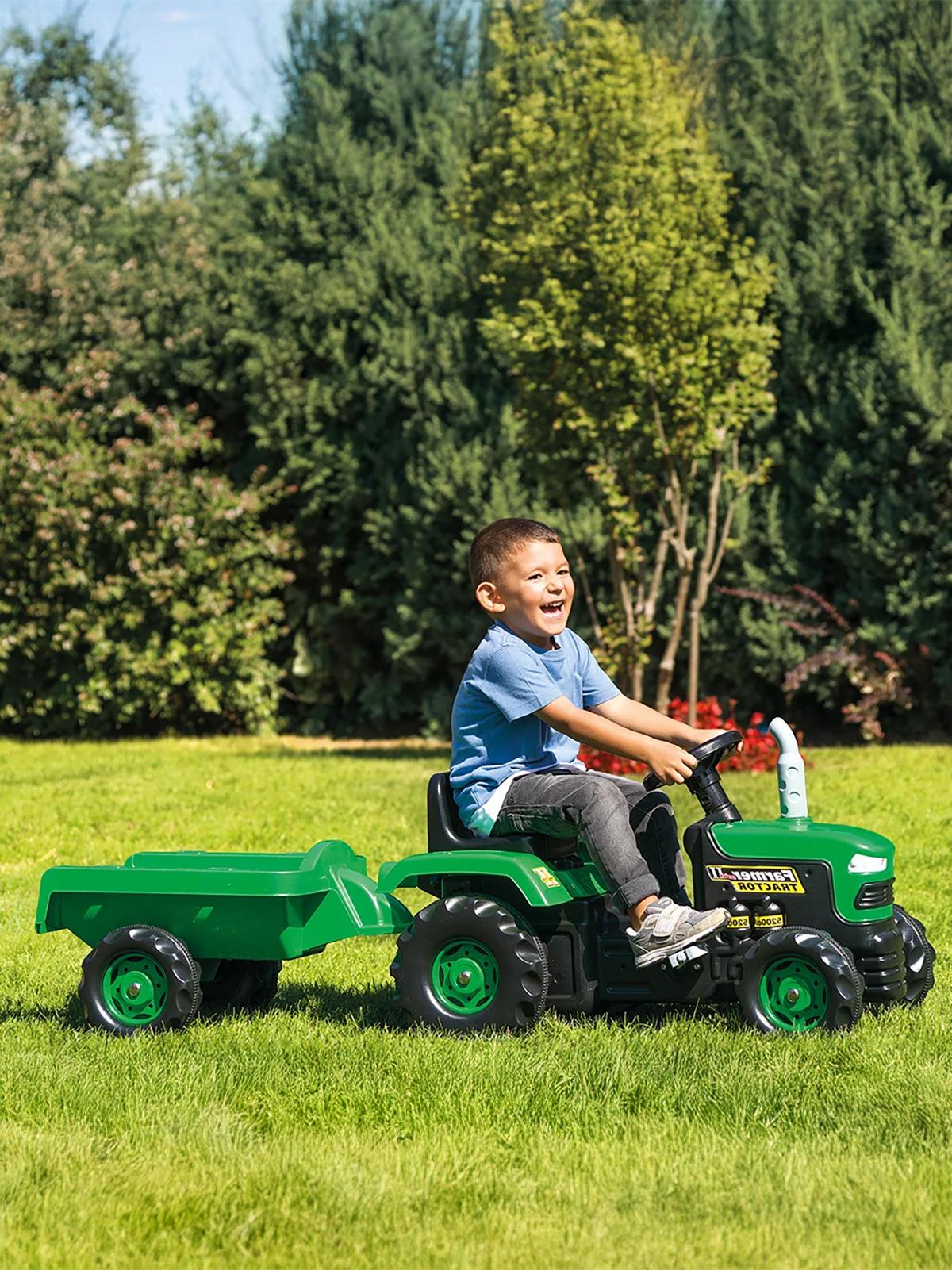 Dolu Oyuncak Romorklu Traktor Pedallı