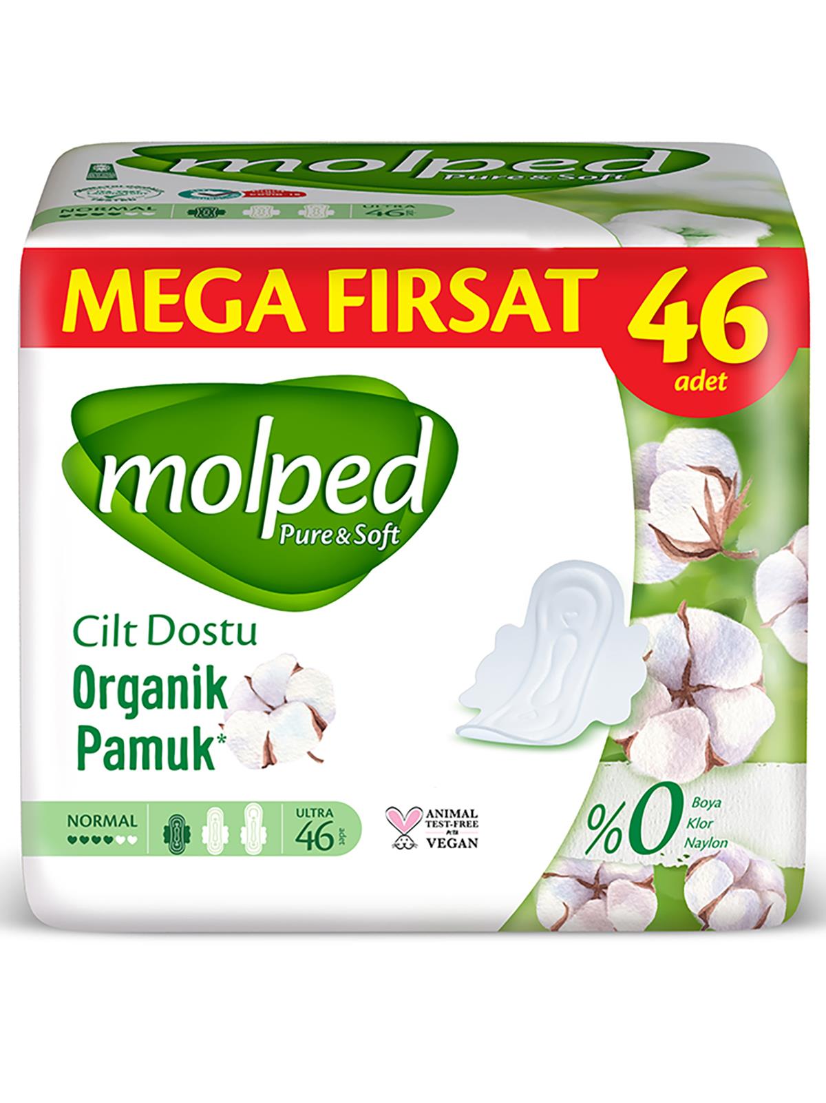 Molped Pure & Soft Mega Paket Normal Hijyenik Ped 46'lı