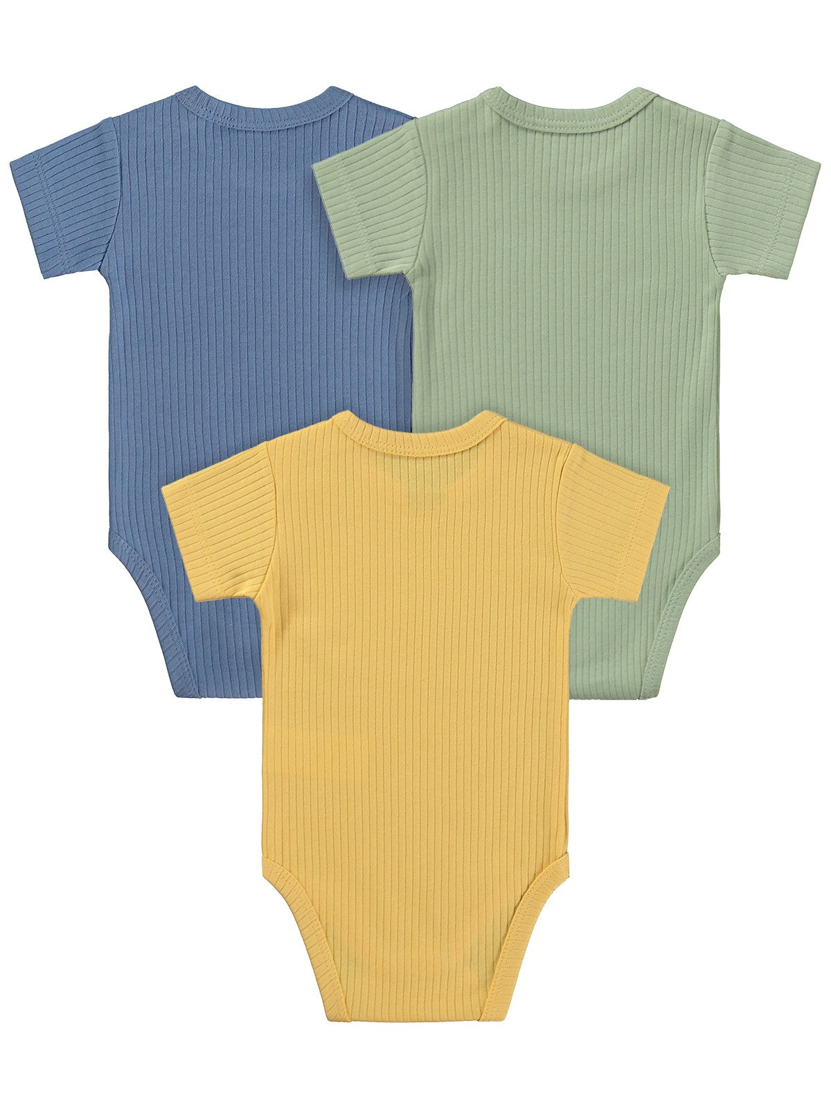 Minidamla Kısa Kol Basic 3'lü set 1-18 Ay Çıtçıtlı Badi - Mavi