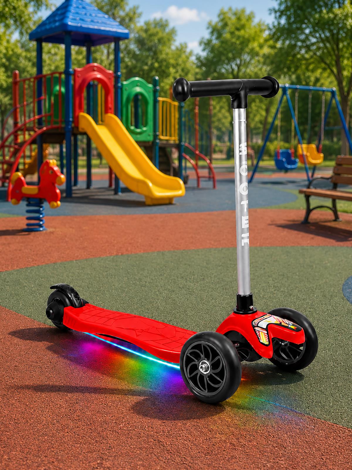 Tois ColorWase Led Işıklı 4 Kademe Ayarlanabilir 3 Tekerlekli Scooter - Kırmızı