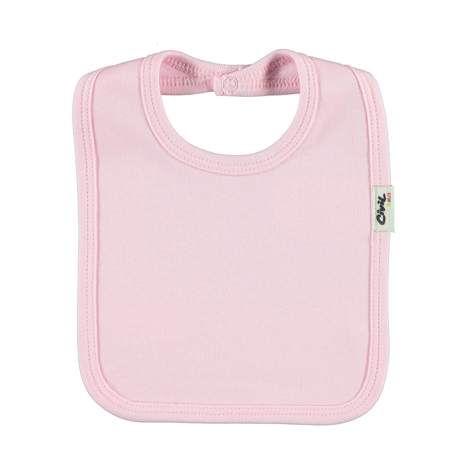 Civil Baby Arkadan Çıtçıtlı Unisex Mama Önlük - Pembe
