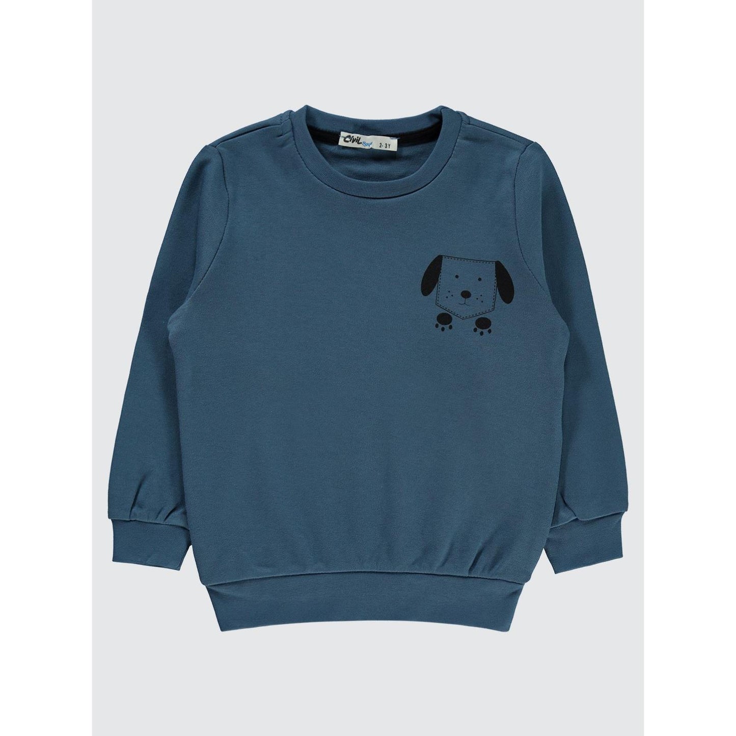 Civil Boys Köpek Baskılı 2-5 Yaş Sweatshirt - Hardal