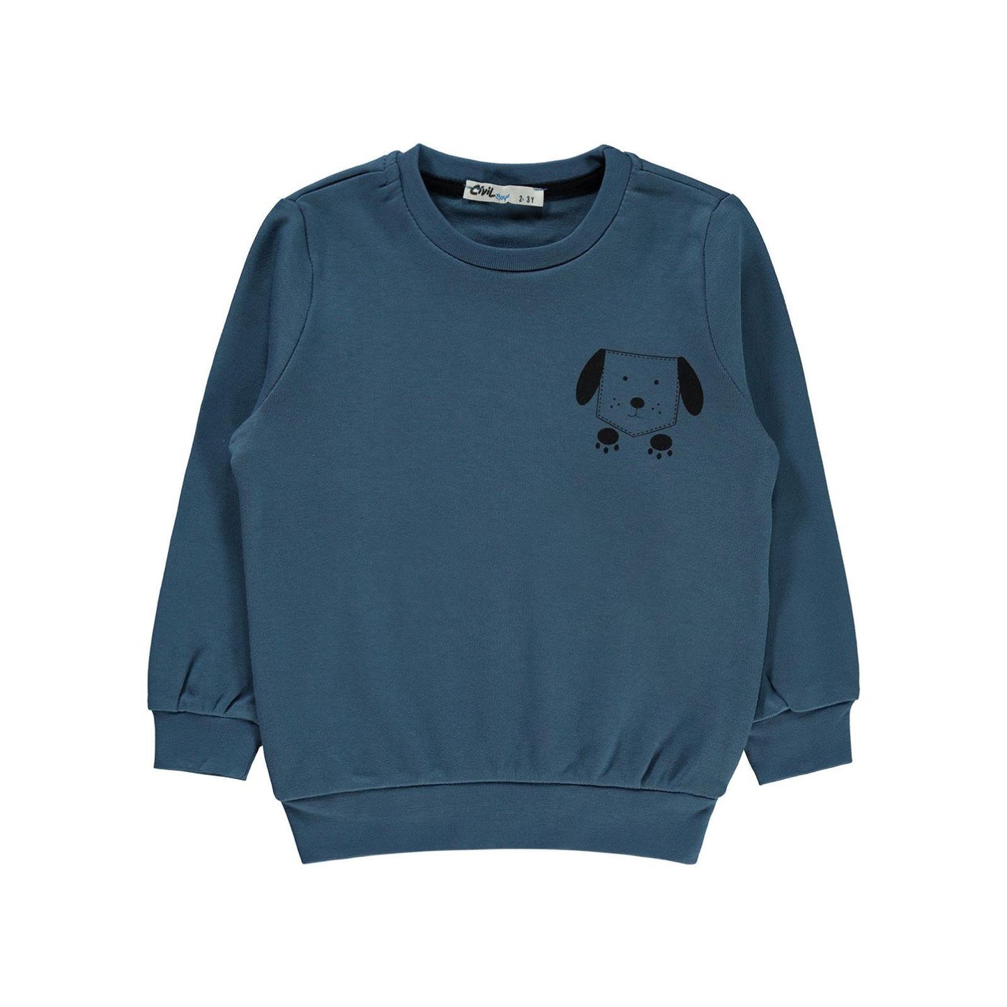 Civil Boys Köpek Baskılı 2-5 Yaş Sweatshirt - Hardal