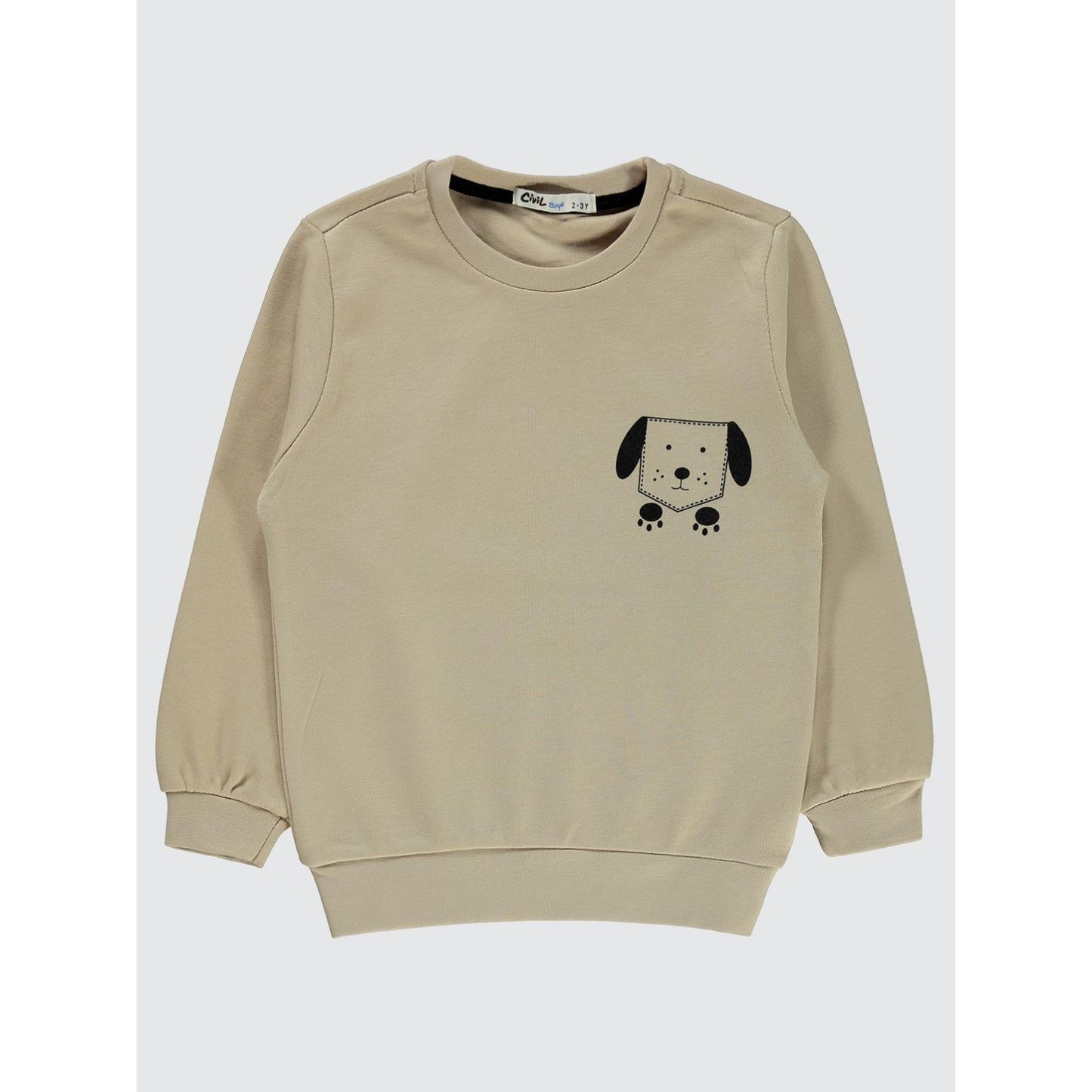 Civil Boys Köpek Baskılı 2-5 Yaş Sweatshirt - Hardal