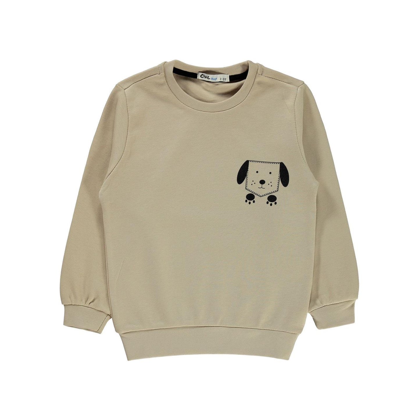 Civil Boys Köpek Baskılı 2-5 Yaş Sweatshirt - Hardal