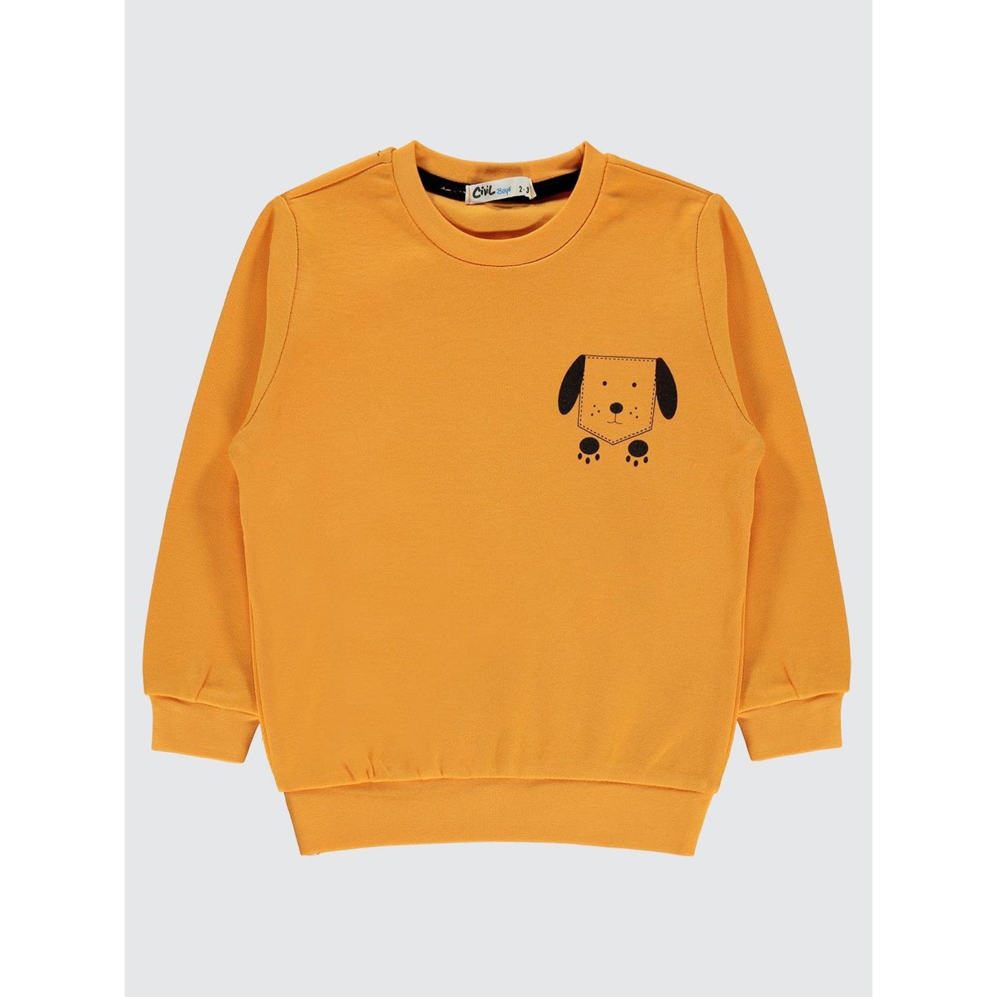 Civil Boys Köpek Baskılı 2-5 Yaş Sweatshirt - Hardal
