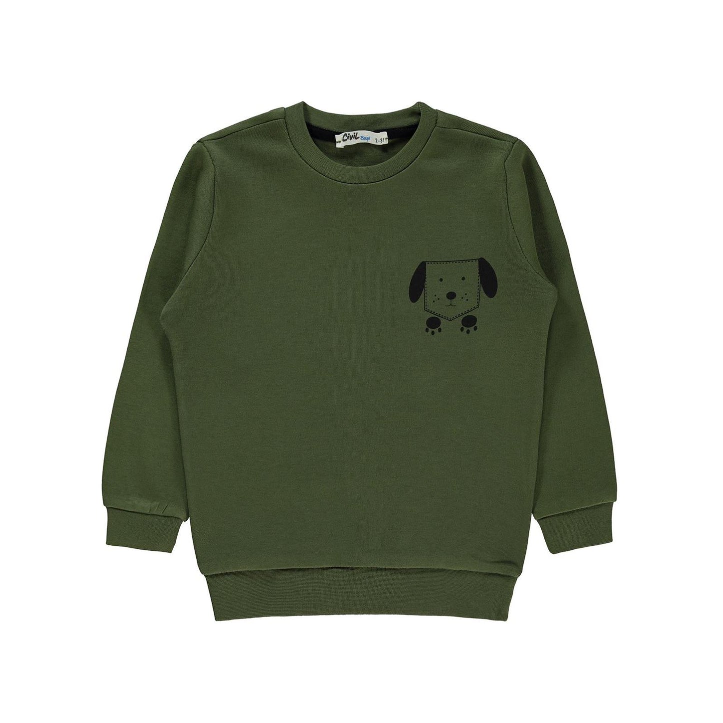 Civil Boys Köpek Baskılı 2-5 Yaş Sweatshirt - Hardal
