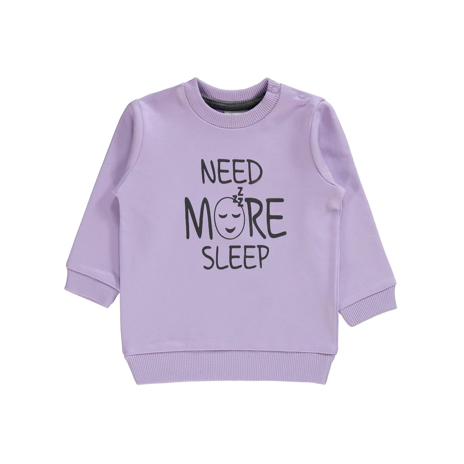 Civil Baby Need More Sleep Baskılı 6-18 Ay Sweatshirt - Lila