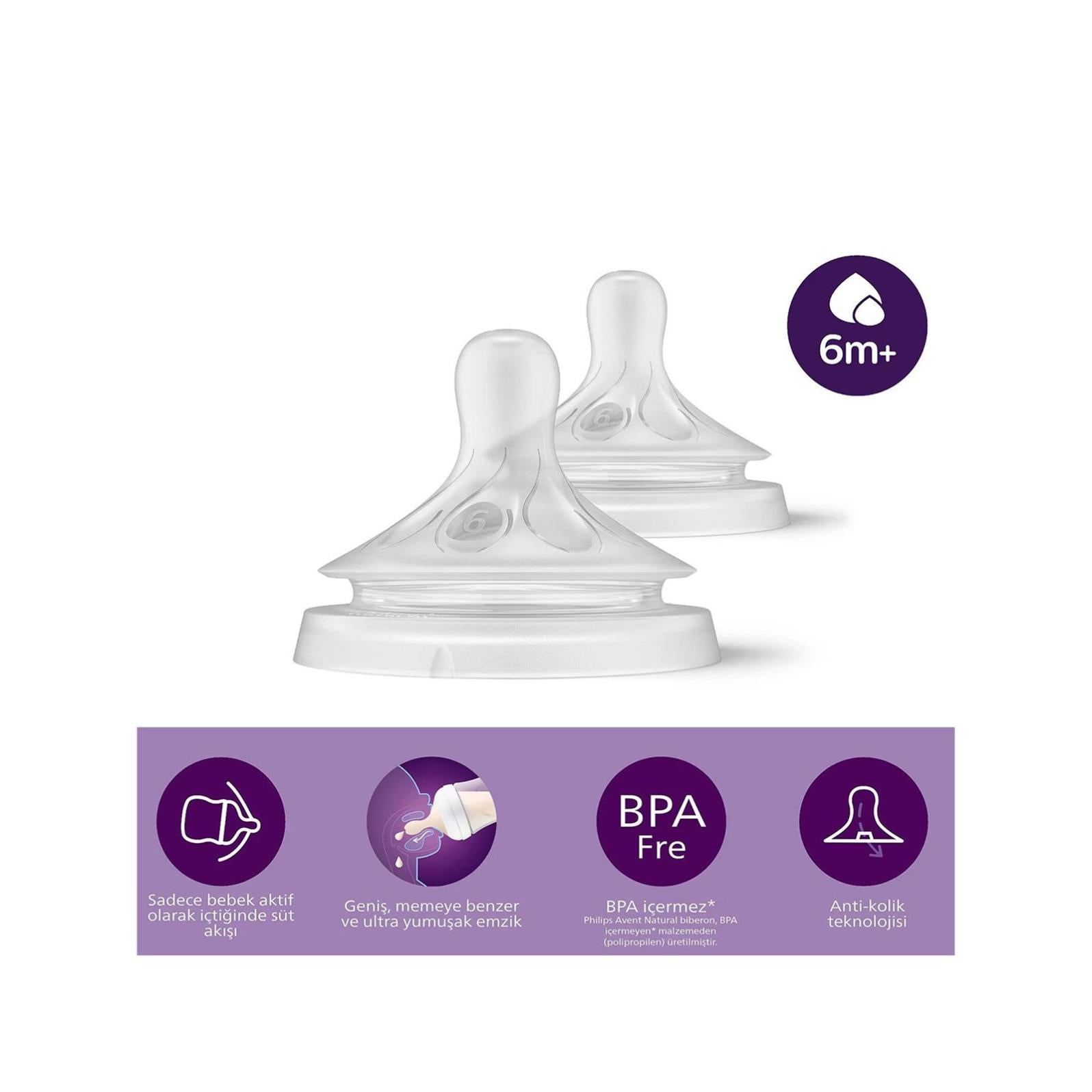 Avent Natural Response 2'li Biberon Emziği6 Numara6+ AyDoğal Tepkili Biberon Emziği