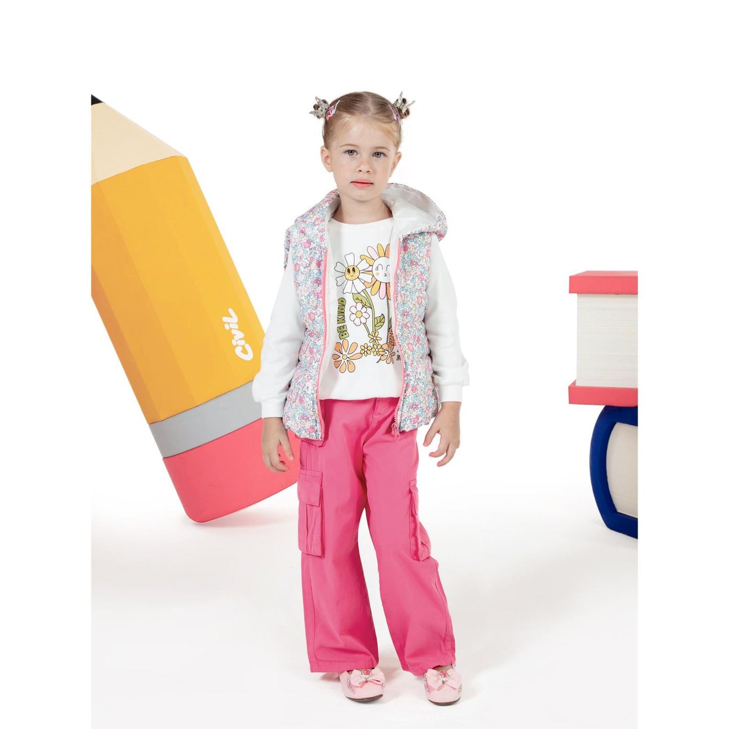 Civil Girls Üç Cepli Kargo 2-5 Yaş Pantolon - Pembe