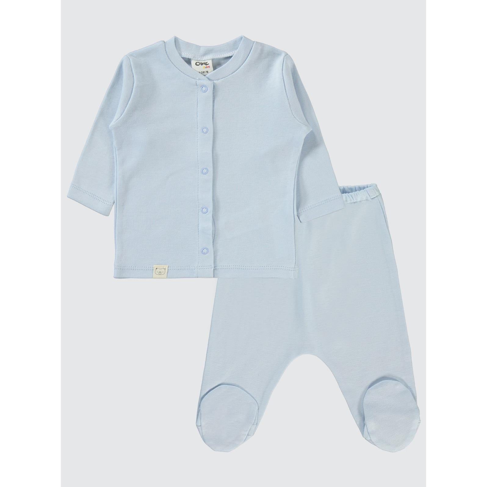 Civil Baby Düz 1-6 Ay Pijama Takımı - Mavi